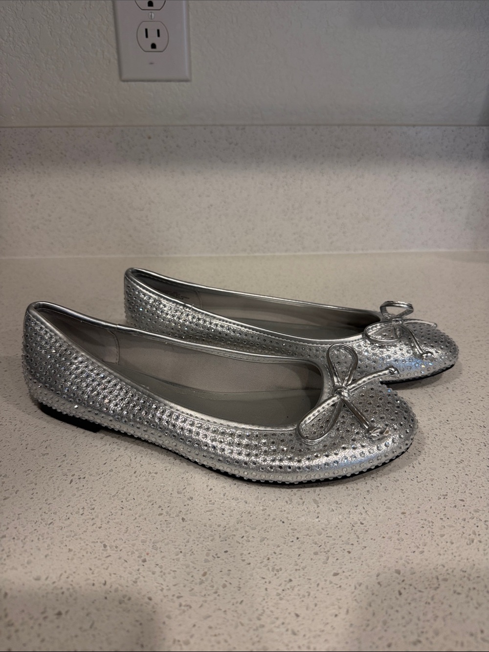Silver Rhinestone Steve Madden Ballet Flats with Bow